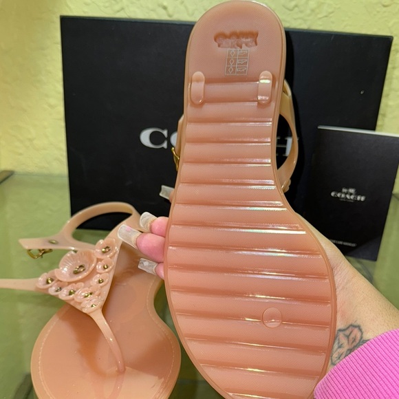 Coach Women's Pink Floral Jelly Sandals size 10 - Picture 2 of 4